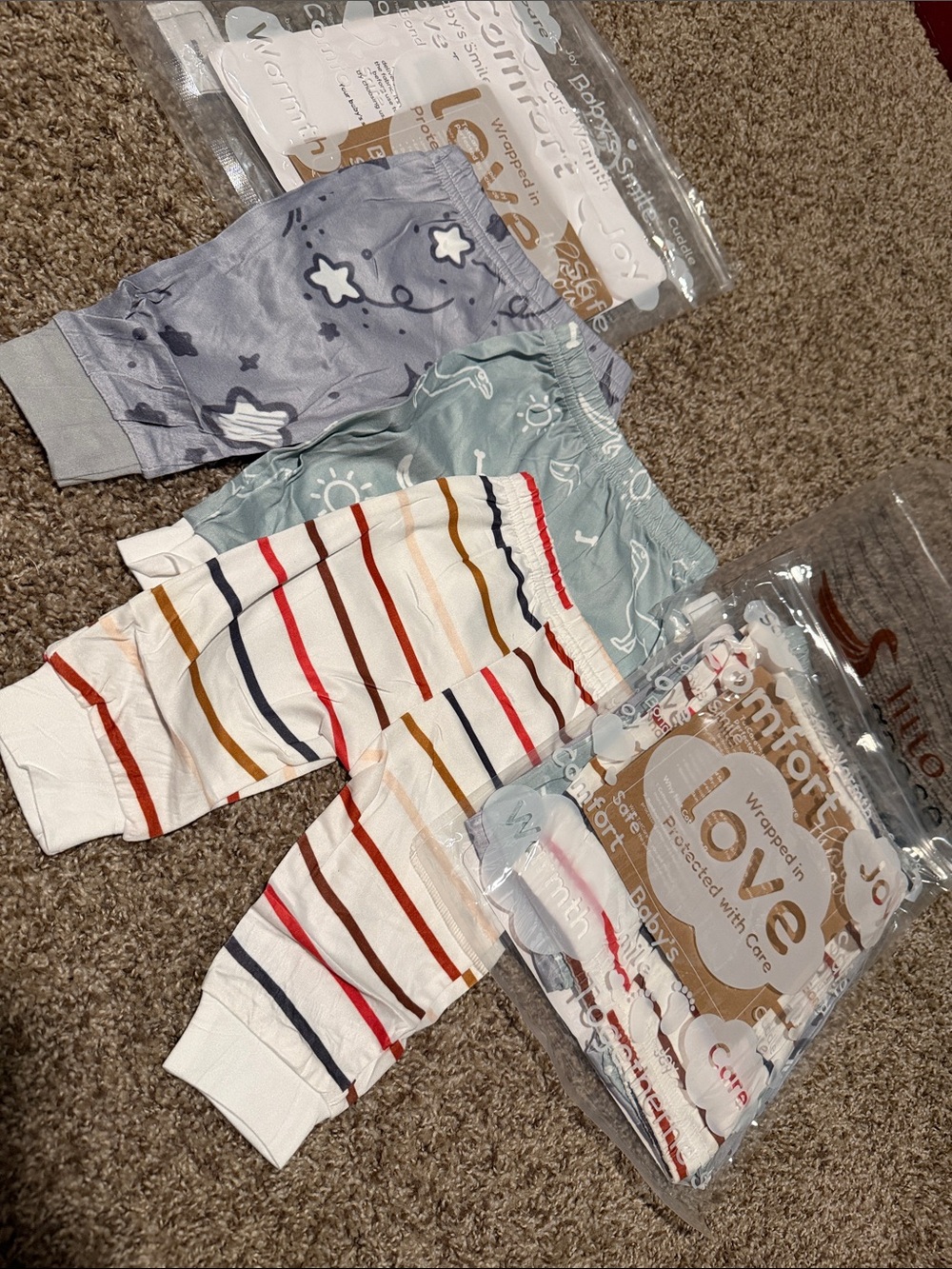 Two sets of 3 (XS & S) littogoose feather-lite infant joggers - NWOT